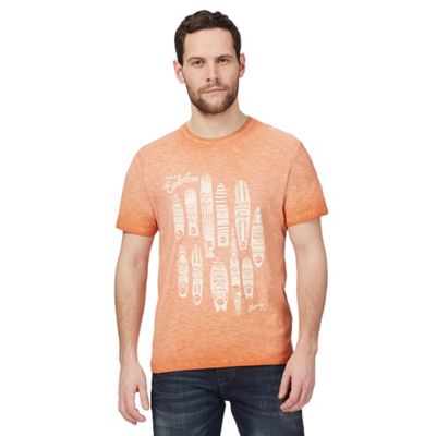 Big and tall orange surfboard print t-shirt